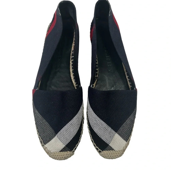Burberry Hodgeson Check Canvas Flat Espadrille, Navy Check. Sz: EU 40 /US 9 - Picture 3 of 10